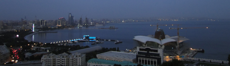 Views of Baku Bay by night