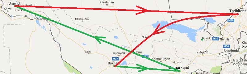 Itinerario en Uzbekistán