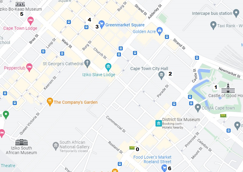 Mapa del centro de Ciudad del Cabo