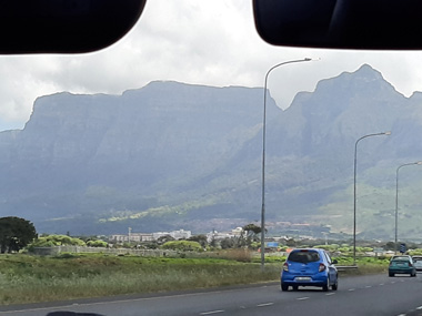 Table Mountain view from taxi