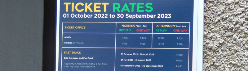Table Mountain cableway rates