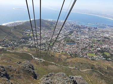 Bajando en funicular de la Table Mountain