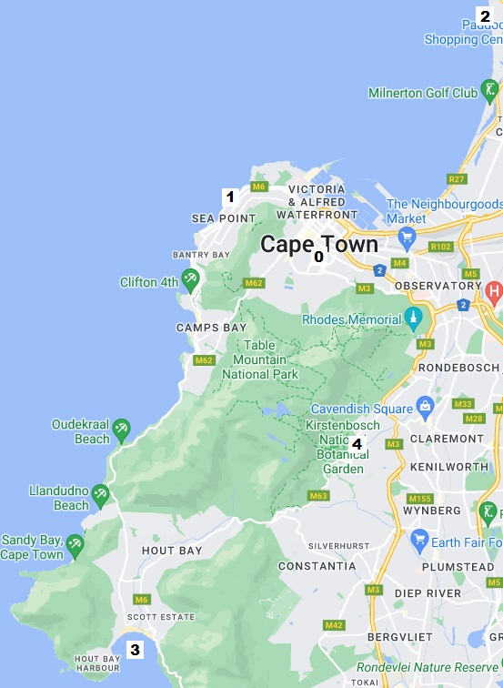 Mapa de la zona de Ciudad del Cabo