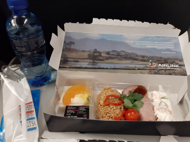 Our dinner on Airlink flight