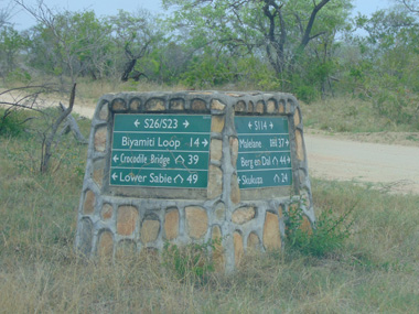 Kruger N.P.'s typical road sign