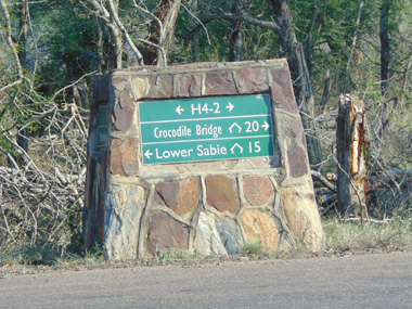 Sign in theLower Sabie to Crocodile bridge road