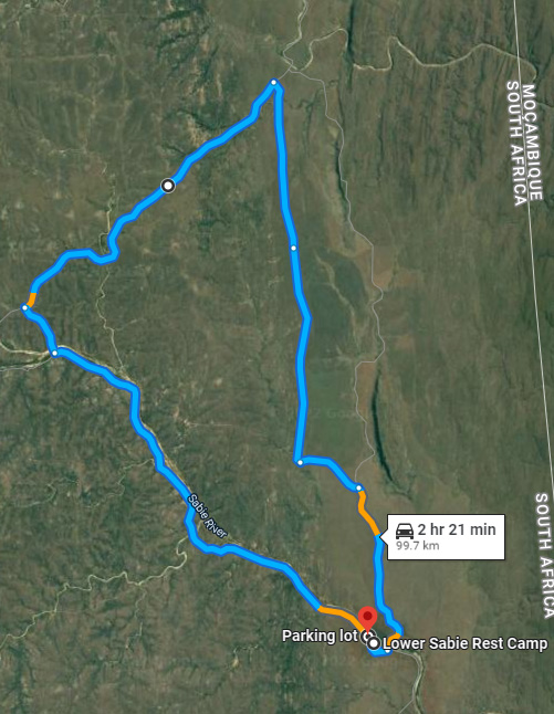 Route in Kruger National Park