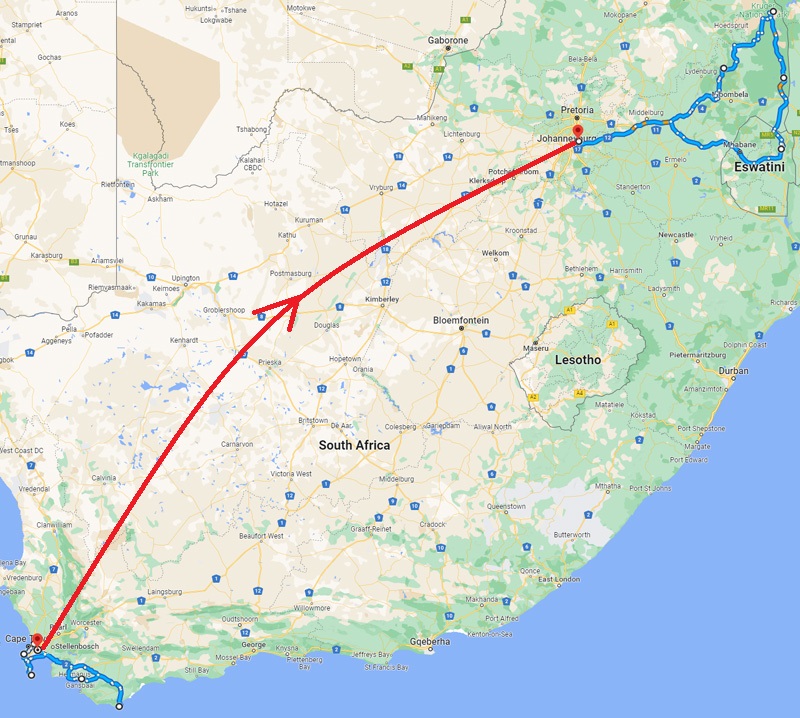 Our itinerary through South Africa